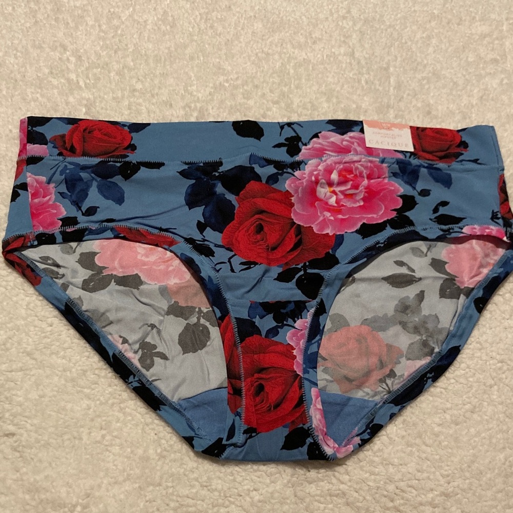 NWT Cacique Lane Bryant Blue Rose Floral Comfort Bliss Hipster Panties